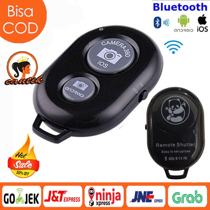 HC Tomsis Bluetooth Remote Shutter Selfie / Remote Bluetooth Wireless Remote Shutter Kamera Android &amp; IOS Tongsis Tripod