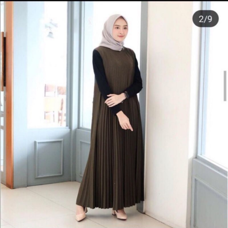 DRESS PlISKET / TANPA LENGAN/LONG DRES