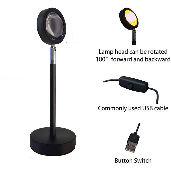 Lampu Sorot Dekorasi Kamar LED Sunset Lamp Model Stand - C-002 - Black