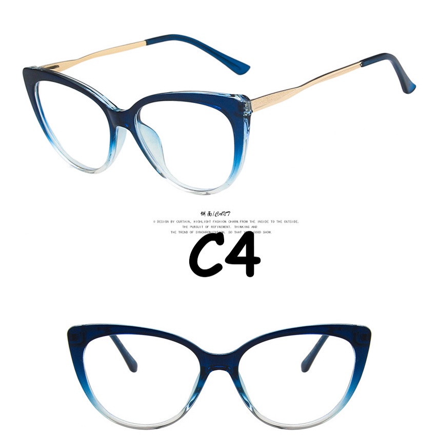 【Replaceable lenses】COD (AIMURUSI) Desain Merek Barat Retro Cat Eye Kacamata Bingkai Wanita/kacamata anti cahaya biru / sinar-C4