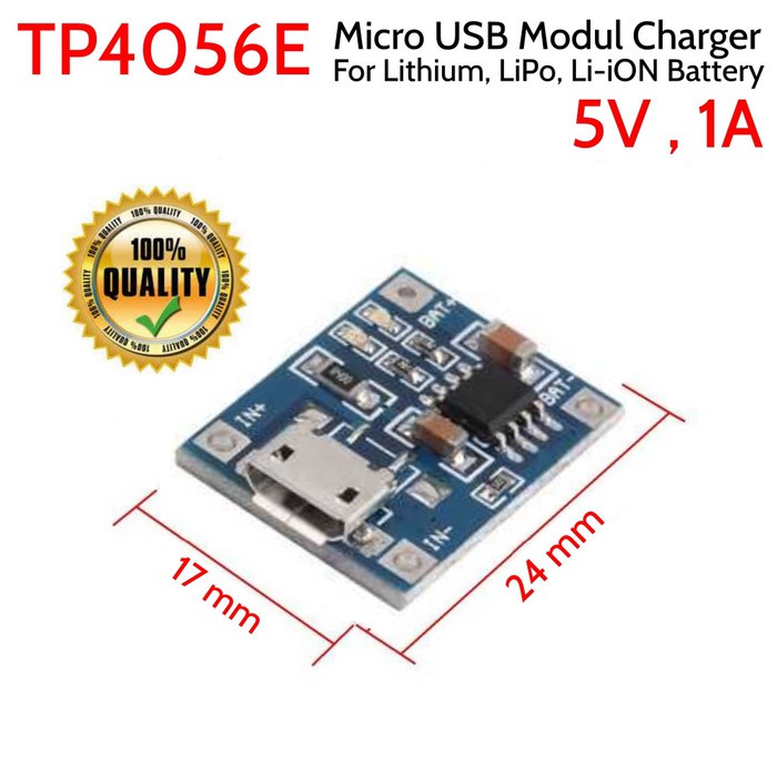 Modul TP4056E Micro USB Charger 18650 Baterai Lithium 5V 1A