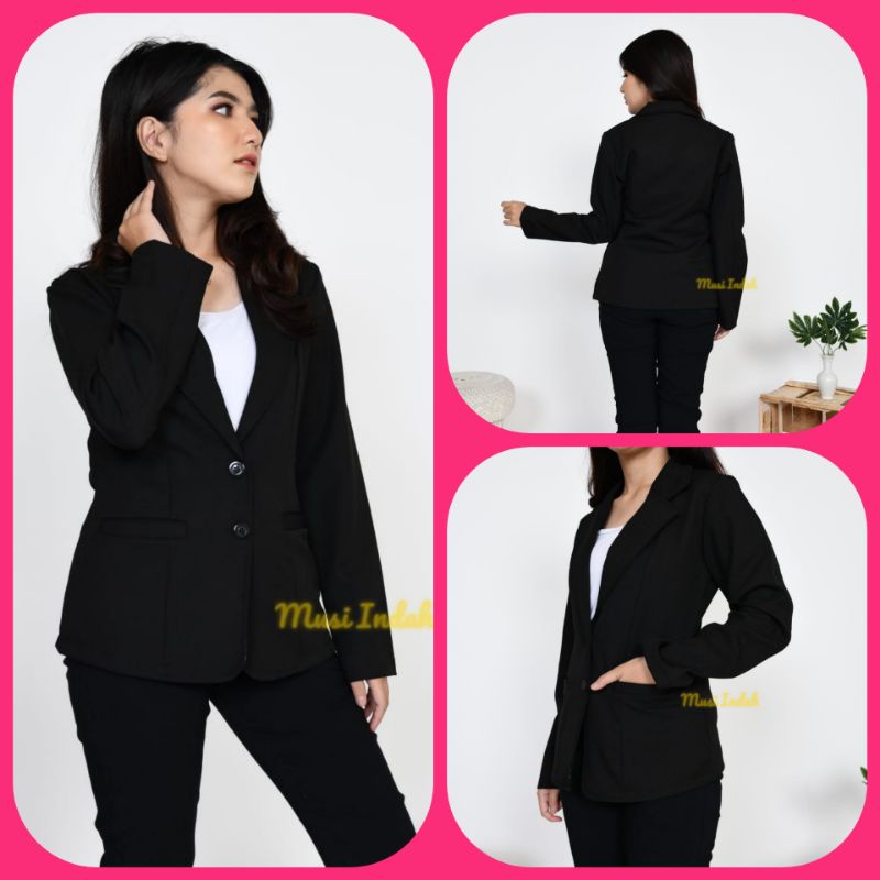 Blazer Hitam Kerja Kantor Formal Wanita Jas Wanita Hitam Kerja