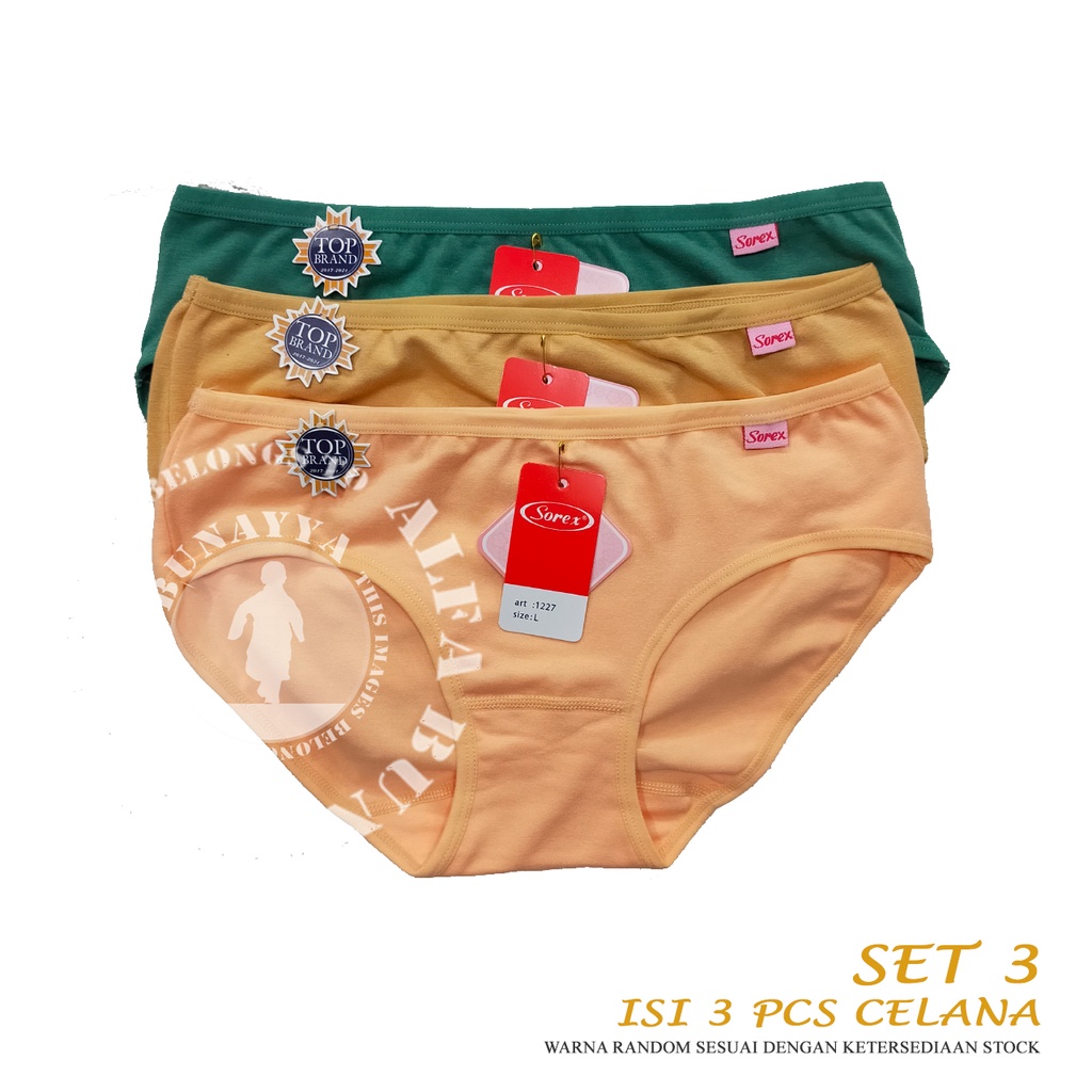 3 Pcs Celana Dalam Wanita SOREX 1227 - CD Underwear - Soft And Comfort - Pakaian Dalam Wanita Katun Cotton