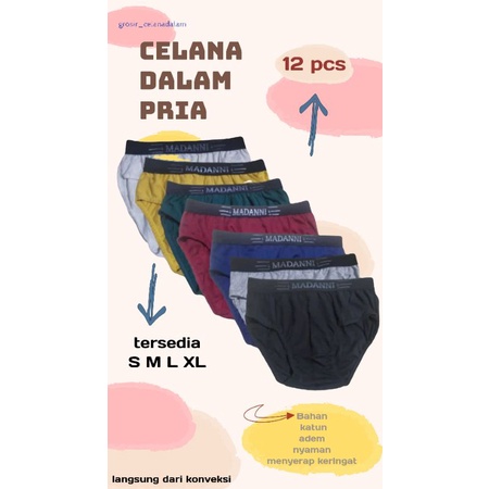 GROSIR MADANI 12 PCS Celana Dalam Pria Sempak Pria Selempak Pria Dewasa Celana Dalem Pria 1 LUSIN