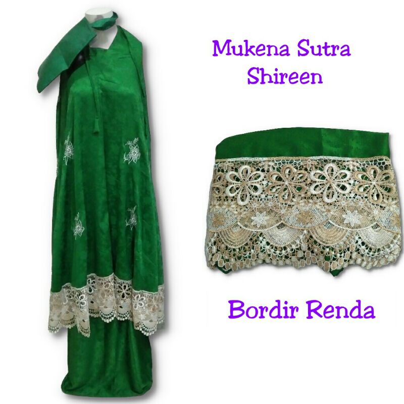 Mukena Sutra Shireen Hijau Bordir Renda