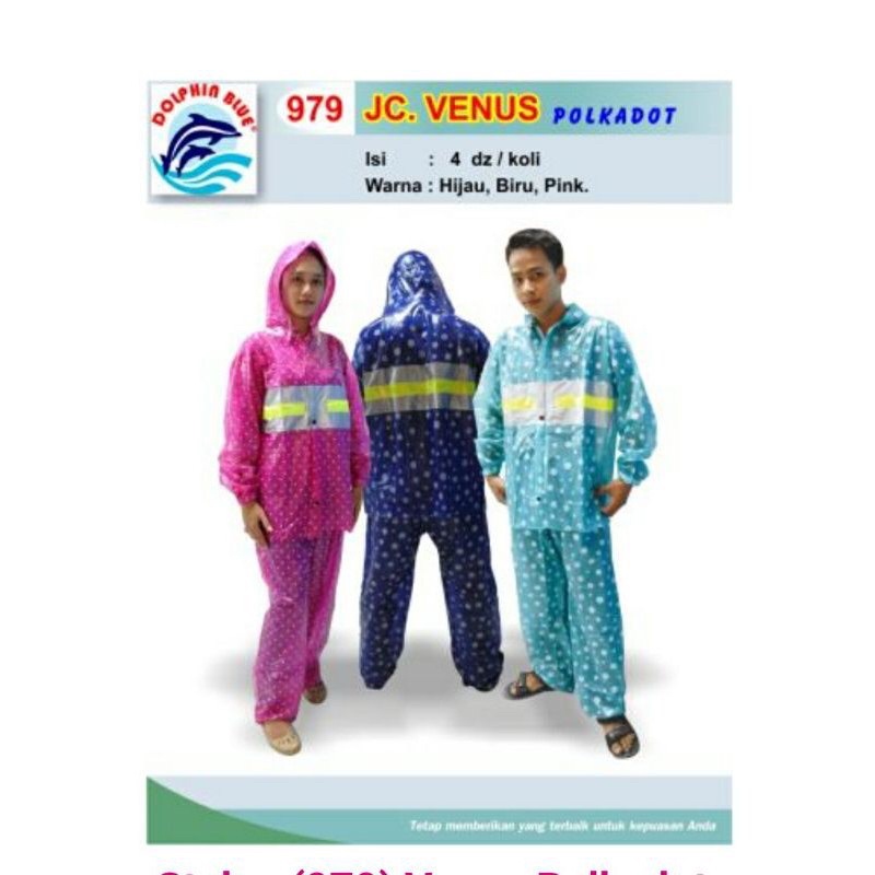 STELAN 979 VENUS POLKADOT DOLPHIN BLUE JAKET CELANA jas hujan