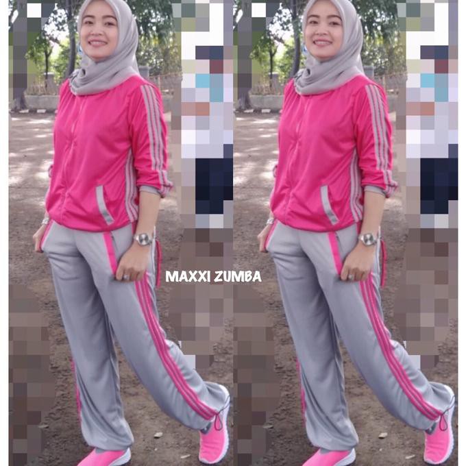 BEST SETELAN BAJU  SENAM LAPANGAN ADIDAS PINK ABU ZUMBA  