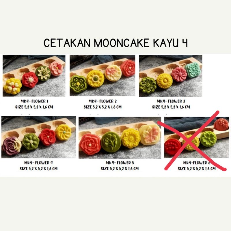 CETAKAN MOONCAKE / ANGKU  KAYU ISI 4 SLOT