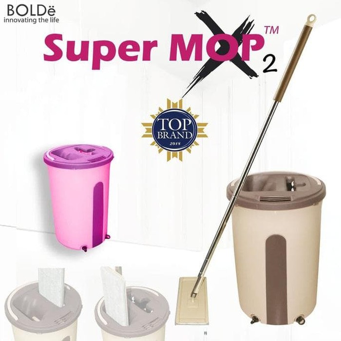 Super Mop X2 Bundar Bolde / Alat Pel Bilas Sistem Flat Mop