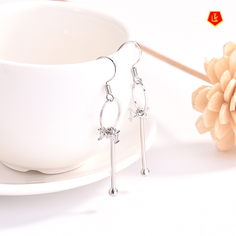 [Ready Stock]Women's Long Temperamental Fairy Bow Earrings