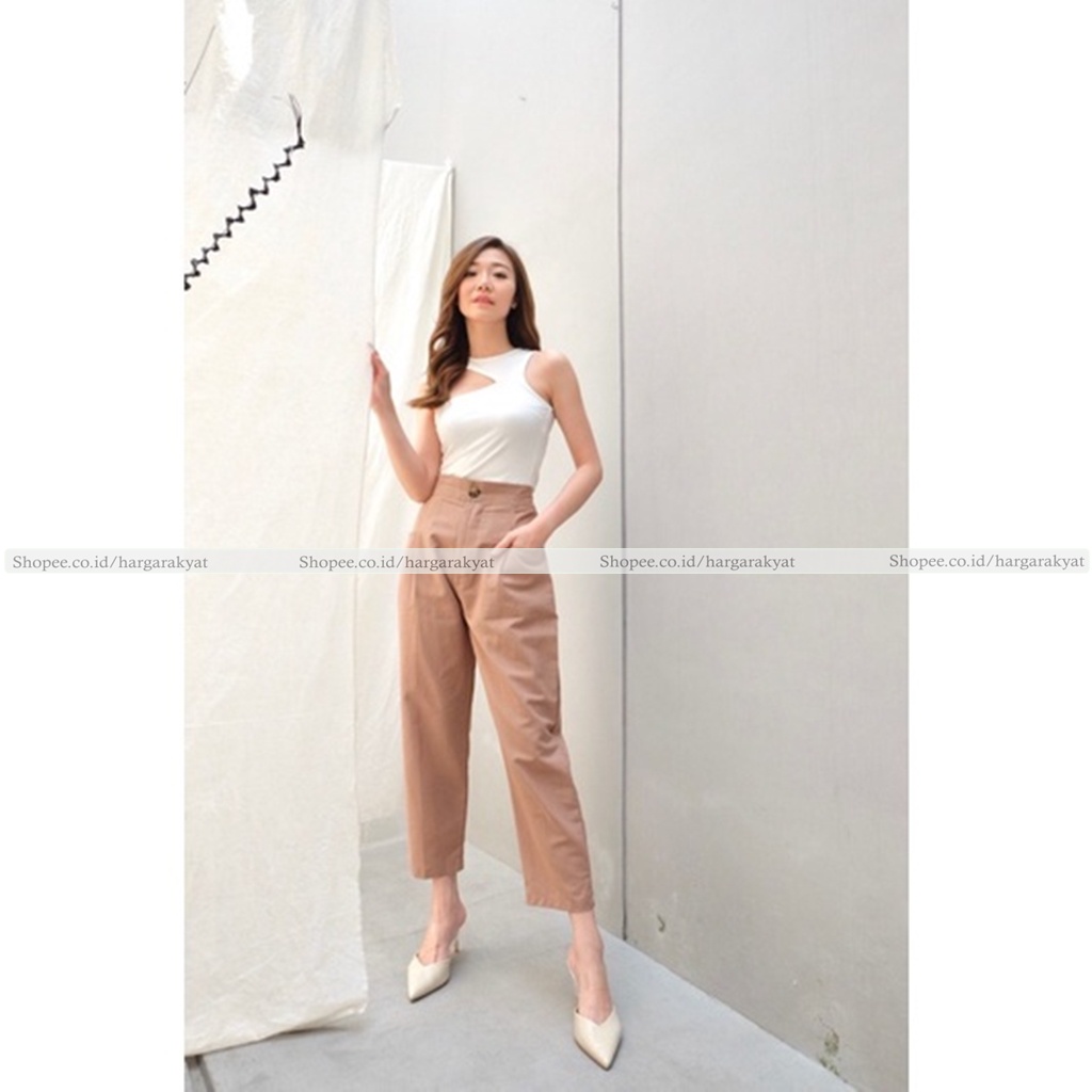 Celana Linen Highwaist Double Pocket - Celana Baggy Linen Pants 2276 - Linen Saku