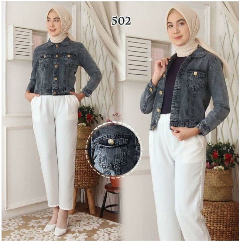 JACKET JEANS CROP WANITA BIONDY DENIM JAKET JINS KEKINIAN JAKET CEWEK CEWE TERBARU SNOWBLACK JAKET KOREAN STYLE JAKET CROP JEANS WANITA-1