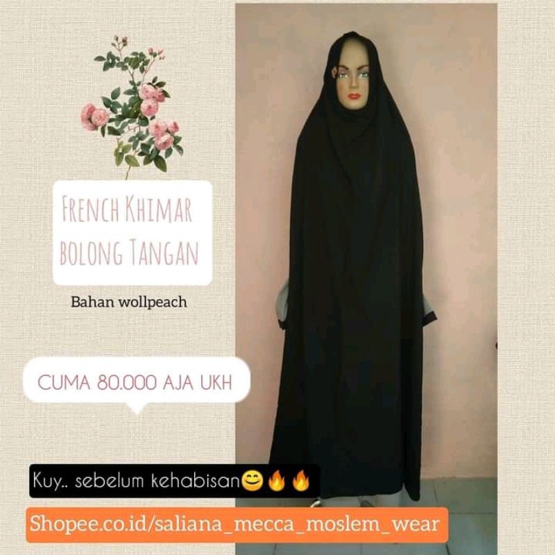 [realpict] French khimar bolong lengan wolfis by 6 Saudara/jilbab syar'i ready pink rose & mustard
