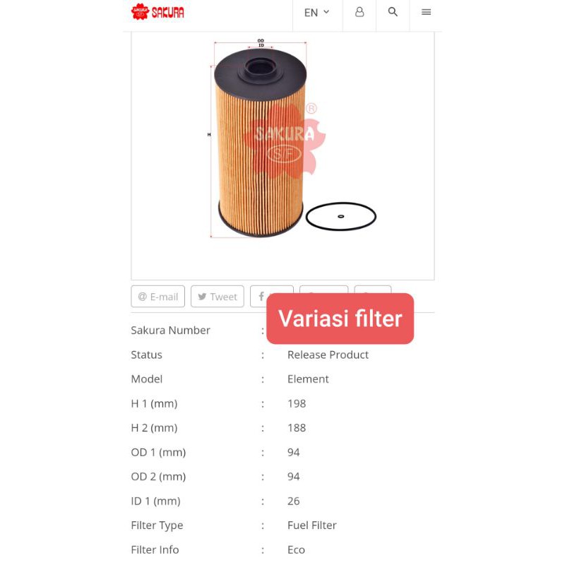 Fuel Filter / filter solar Fuso FN62F KM005035