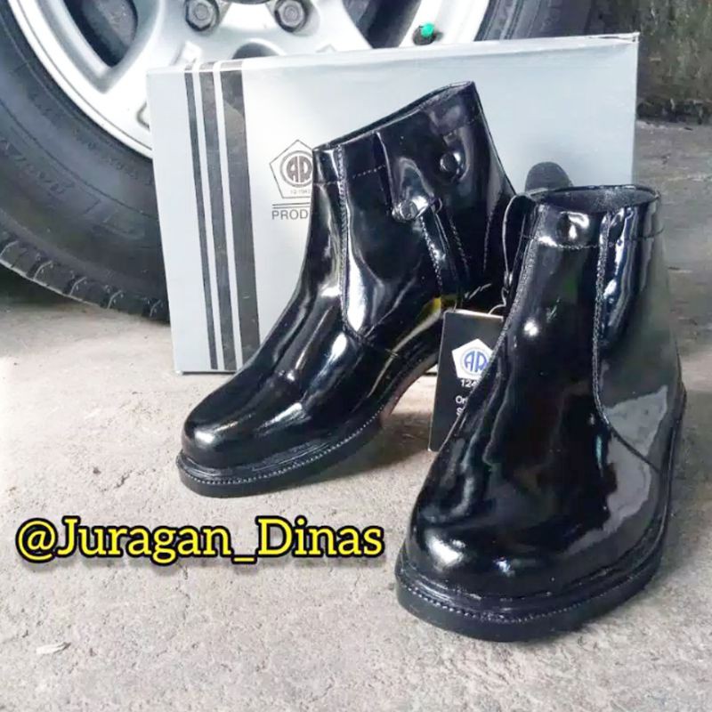 SEPATU PDH PERWIRA TNI POLRI SATPAM SECURITY AR EXCLUSIVE RESLETING SLETING SAMPING KILAP HITAM GLOS