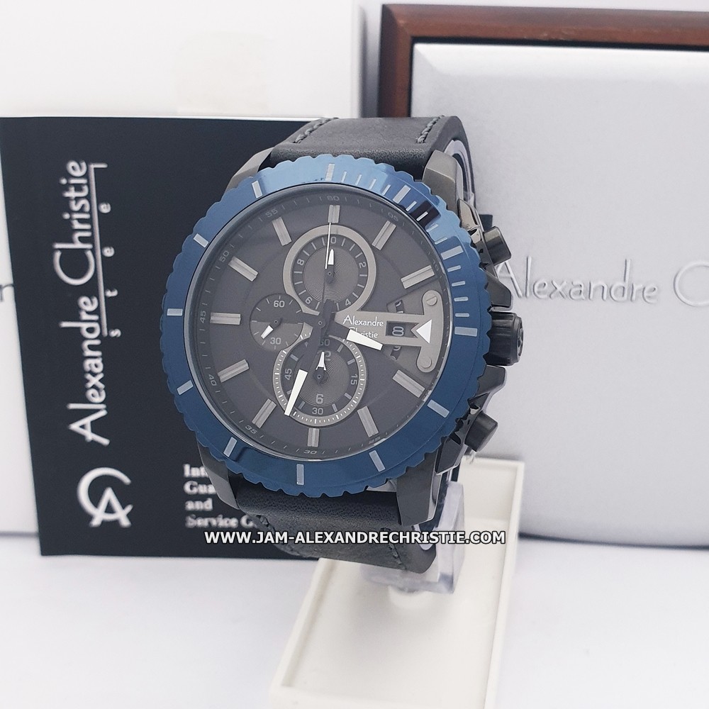 jam tangan Pria Alexandre Christie AC 6527MC BLBE black blue Alexander Cristie Original