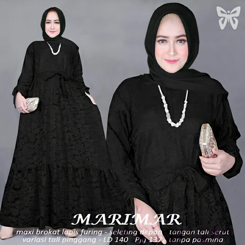 GAMIS BRUKAT TERBARU 2021MEWAH JUMBO MARIMAR, BAHAN BROKAT KOMBI MOSCREPE BIG SIZE FIT TO XXL, LD 120 PJ 138 IMPORT 2022