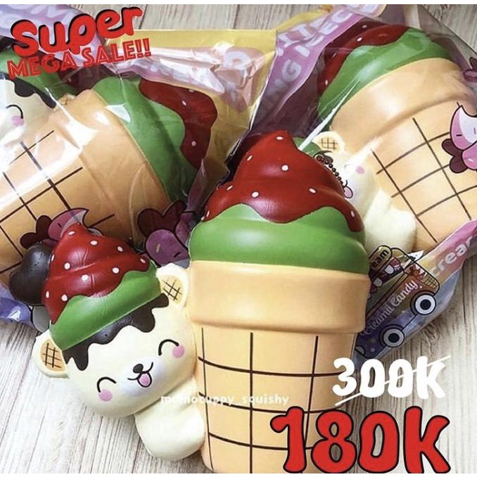 PROMO SQUISHY LICENSED yummibear hugging ice cone strawberry (100% ORI ---Terbaru---