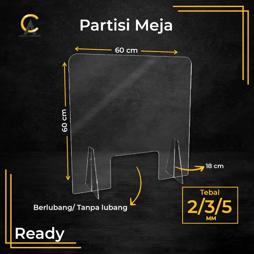 

Partisi Meja Akrilik 1 Sisi (60x60) / Partisi Meja Acrylic / Pembatas Meja Akrilik / Pembatas Meja Acrylic / Partisi Meja Murah