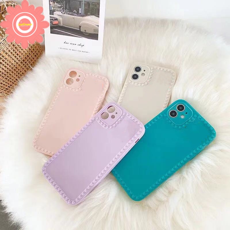 Love Heart Macaron Candy Case iPhone 11 12 7 8 XR XS MAX 8plus 7plus SE 2020 11 12 Pro Max Camera Lens Protector Case Soft Cover