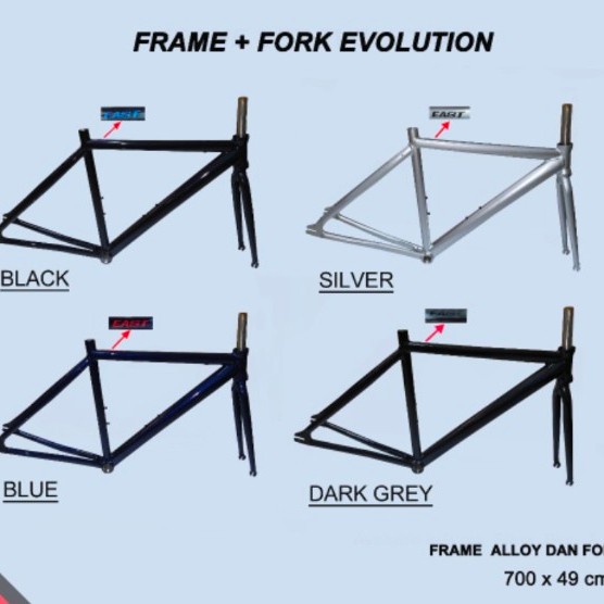 Frame Evolusion fixie 700c hitam Alloy include fork OS