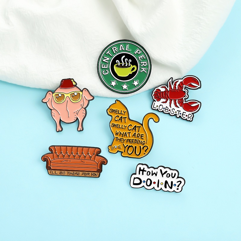 Bros Pin Enamel Bentuk Kutipan Tv Makanan Kopi Kucing Untuk Unisex