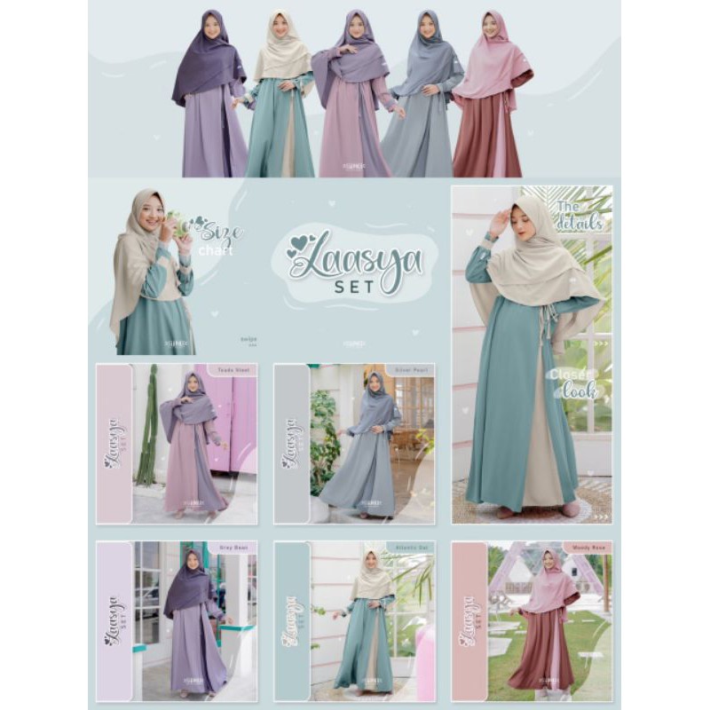 [JILBAB SAJA] LAASYA DRESS SET KHIMAR ORIGINAL SILMEE GAMIS TWO TONE BUSUI ADEM