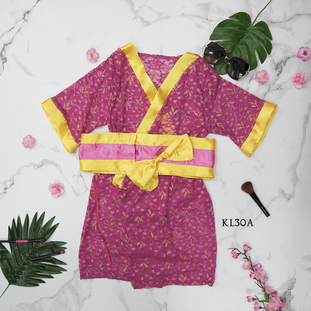 [LIMITED STOCK] KIMONO LINGERIE BAJU TIDUR WANITA KIMONO JEPANG FUSCHIA KL30A