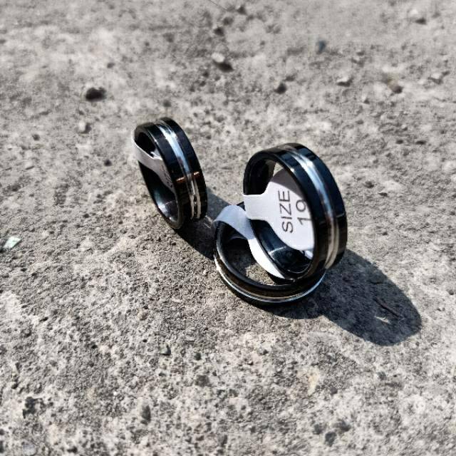 Cincin couple Hitam Titanium Stainless steel list dalam anti karat selamanya Ring Fashion