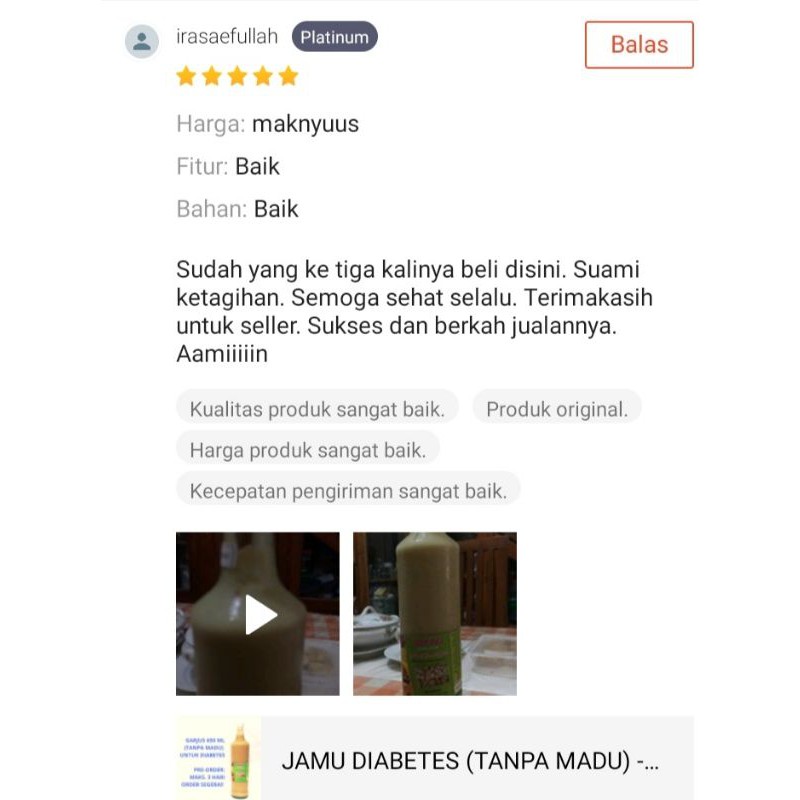 RAMUAN DIABETES (TANPA-MADU) - Jus Bawang Putih Tunggal Jahe Merah Lemon Cuka Apel Cinnamon Kayumanis - Darah Tinggi Asam Urat Kolesterol Detox Amandel Wasir Ramuan Herbal Garlic Juice Garjus 600ml