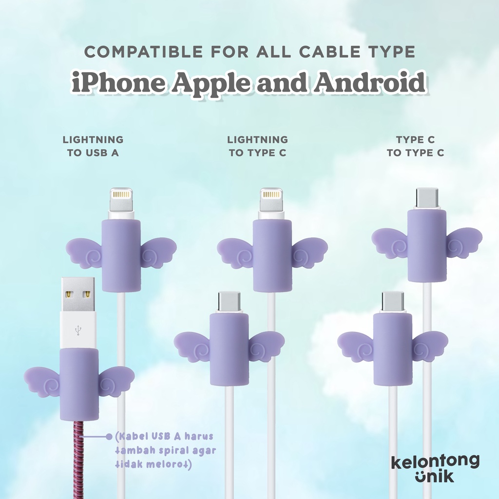 ANGEL WING - Cable Bite Universal/ Pelindung Ujung Kabel/ Cable Saver/ Cable Protector (Compatible for iPhone &amp; Android)