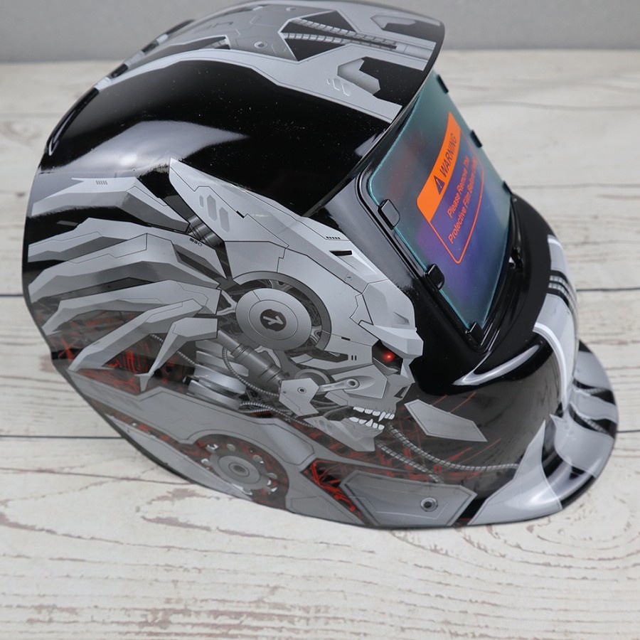 Helm Las Otomatis Auto Darkening Welding Helmet Motif Terminator HW013 - Black