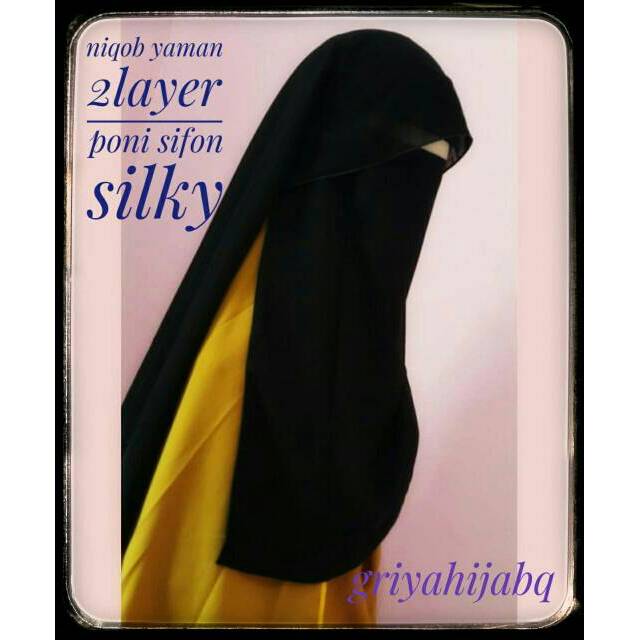 Cadar Yaman Niqob Long  Yaman 2layer 3layer Sifon Arab Silky