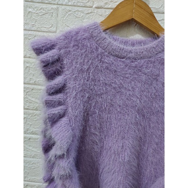 rajut lilac / rajut lilac premium / rajut fuzi premium / vest lilac / rajut bulu lilac