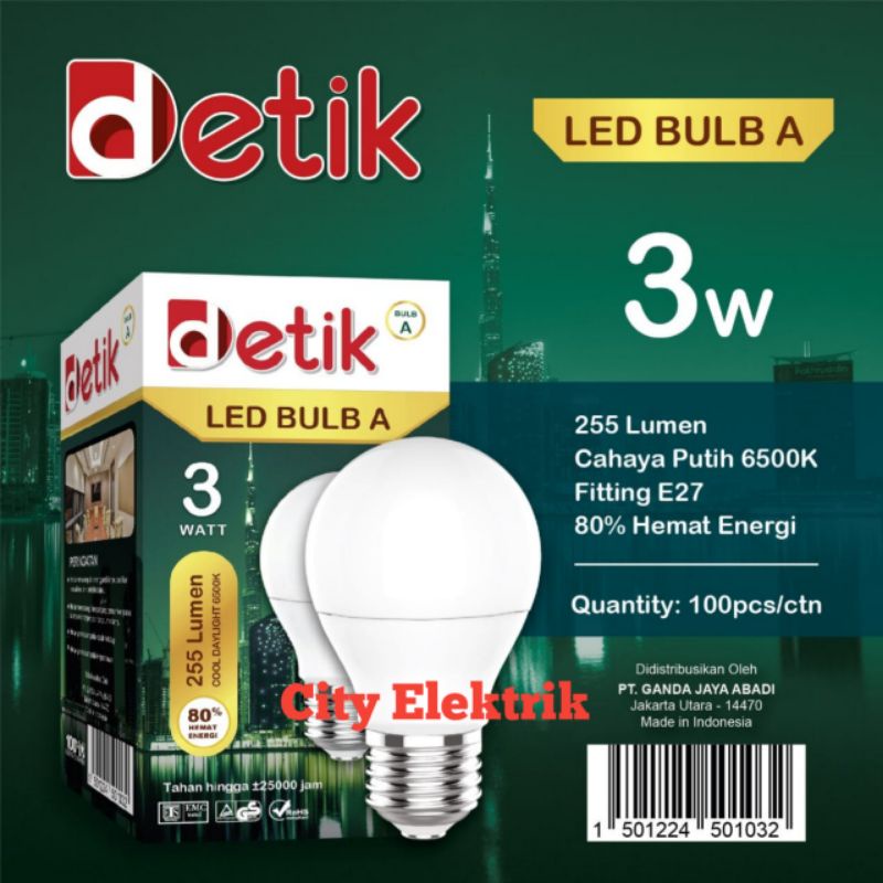 PAKET BELI 2 GRATIS 1 LAMPU LED DETIK BULB A 3 Watt / Super Terang / PAKET PROMO / BERGARANSI 1 TAHUN