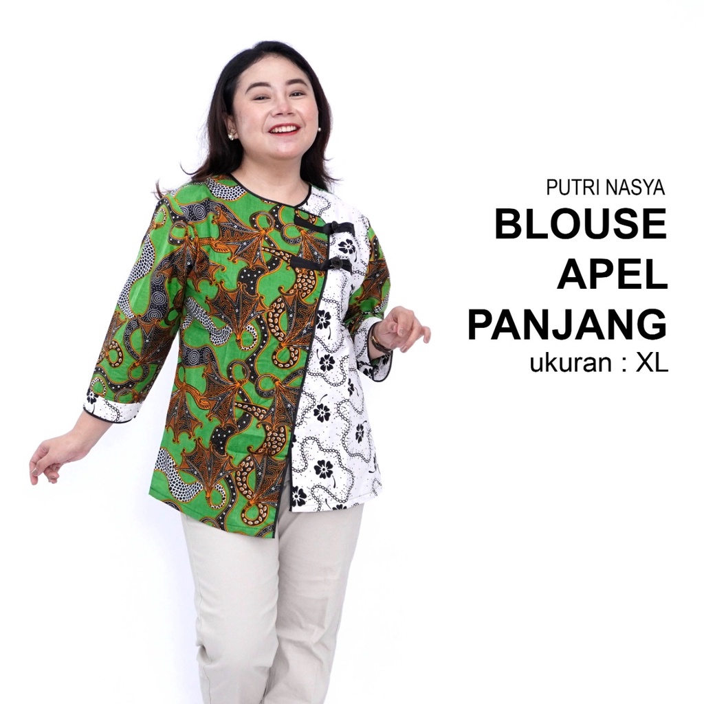 Atasan Batik Big Size Blouse Wanita Jumbo L-XL-2L-3L-4L-5L-6L-7L Blus Model Big Kantor Seragam Batik / Atasan Kerja Formal Big Size / Blus Super Jumbo LD 140