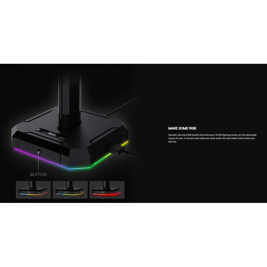 REDRAGON Headset Stand with USB HUB RGB SCEPTER - HA300