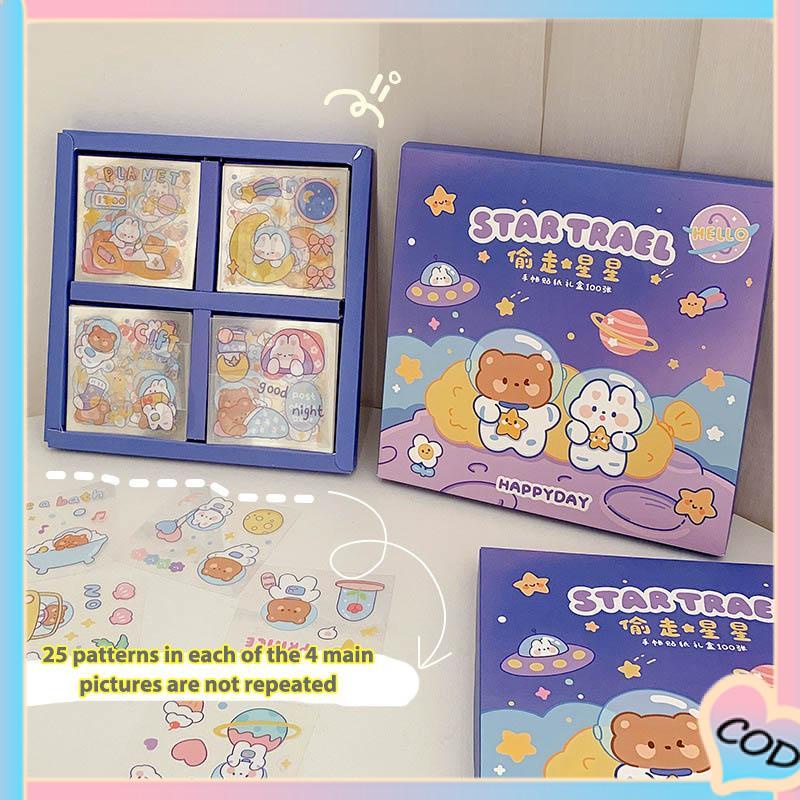 COD❤️ Kartun Tahan Air Tanpa Jejak Buku Pegangan Stiker Dekorasi Pola Kecil DIY Stiker Ponsel-A.one