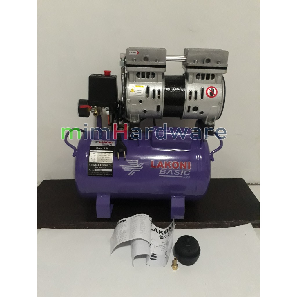 Mesin Kompresor Angin Silent Oilles 550watt 24 L Lakoni Basic 25S