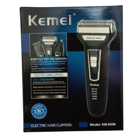 Cukuran Kemei KM-6558 Alat Cukur Rambut Dan Kumis 3 in 1 Rechargeble kemei hair clipper km 6558 alat cukur kumis jenggot bulu hidung