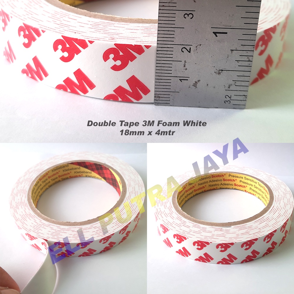 Double Tape 3M foam Putih 20mm x 4mtr