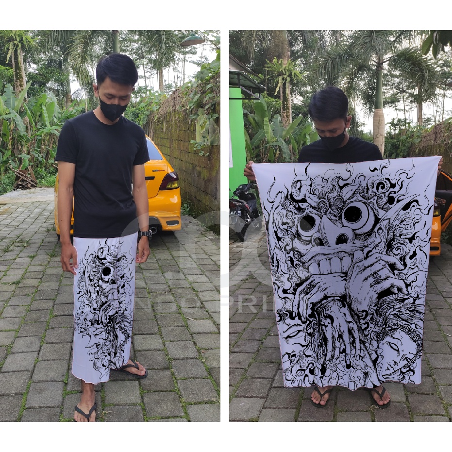 sarung motif bali barong custom nama logo pesantren santri