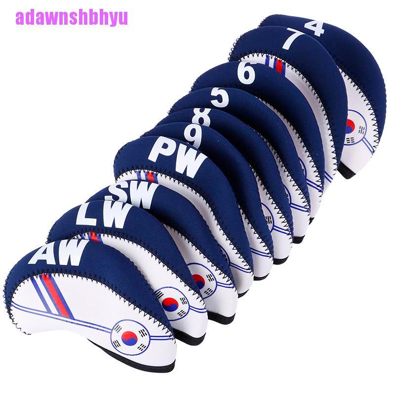 10pcs / set Cover Pelindung Kepala Tongkat Golf Bahan Neoprene