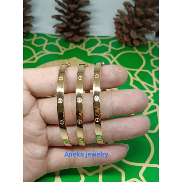 Gelang pipa cor mata2, Perak 925, Sepuh Emas Rosegold