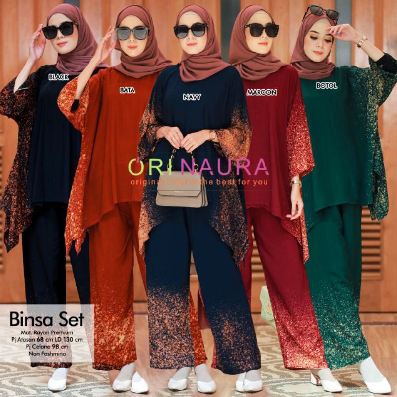 Binsa Set Jumbo  - One Set Jumbo Rayon Tie Dye Premium Setelan Wanita Celana Panjang Set Bigsize LD 130 cm