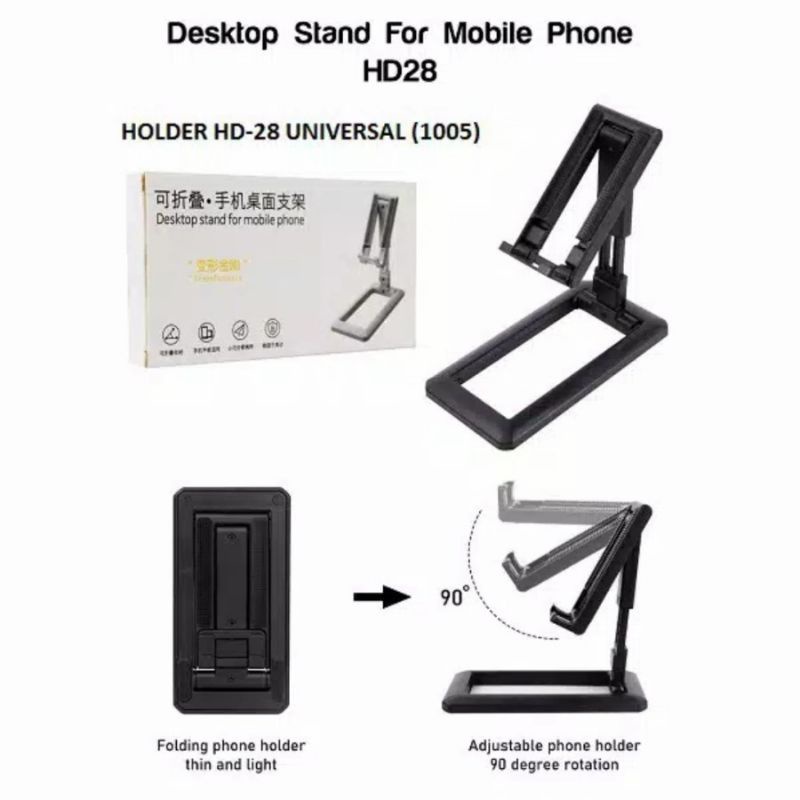 Folding Desktop Universal HD-28 Dudukan HP Lipat HD28 Phone Holder Lipat Support Stand Meja Standing Phone