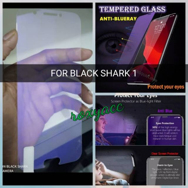 BLACK SHARK 1 TEMPERED GLASS ANTI UV / BLUERAY  FOR BLACK SHARK 1(GENERASI PERTAMA )