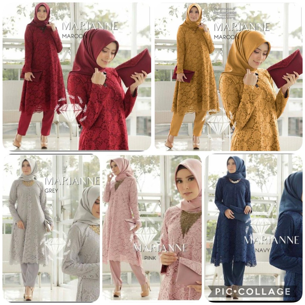  100 RealPict SETELAN MARIANE TUNIK BRUKAT CELANA  