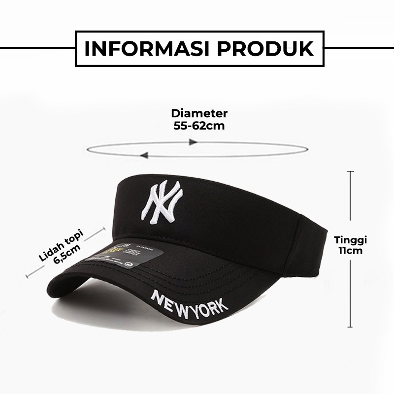 Topi Senam Wanita Korea Cap Zumba Pantai Visor NY Newyork Fashion Style Korea Anti UV SPAA