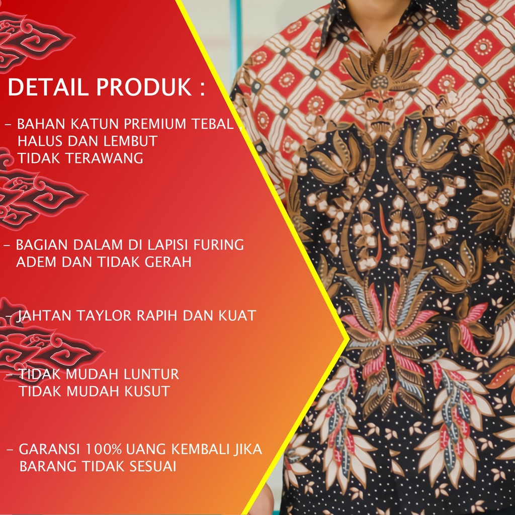 BAJU KEMEJA KONDANGAN BATIK PRIA PEKALONGAN LENGAN PANJANG PREMIUM MODERN FULL FURING ALUNA PCW 087